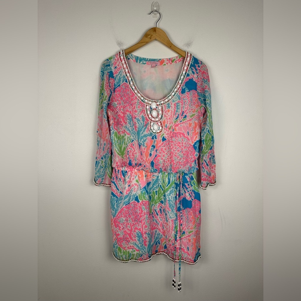 Lilly Pulitzer Delisa Dress Let's Cha Cha Embellished Women’s Sz‎ M - Picture 3 of 13